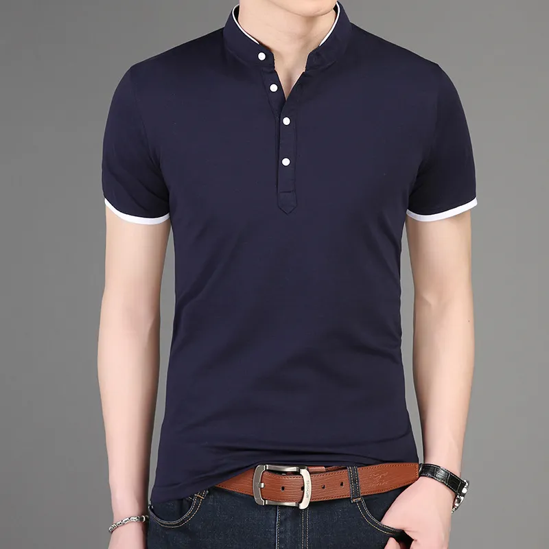 Fashion Simple Stand Collar Short Sleeve T-shirt