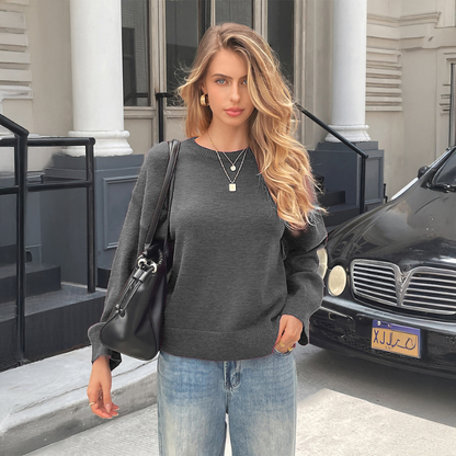 Solid Color Long Sleeve Sweaters Women's Clothing