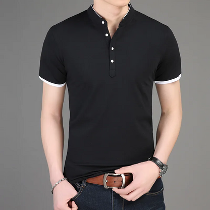 Fashion Simple Stand Collar Short Sleeve T-shirt