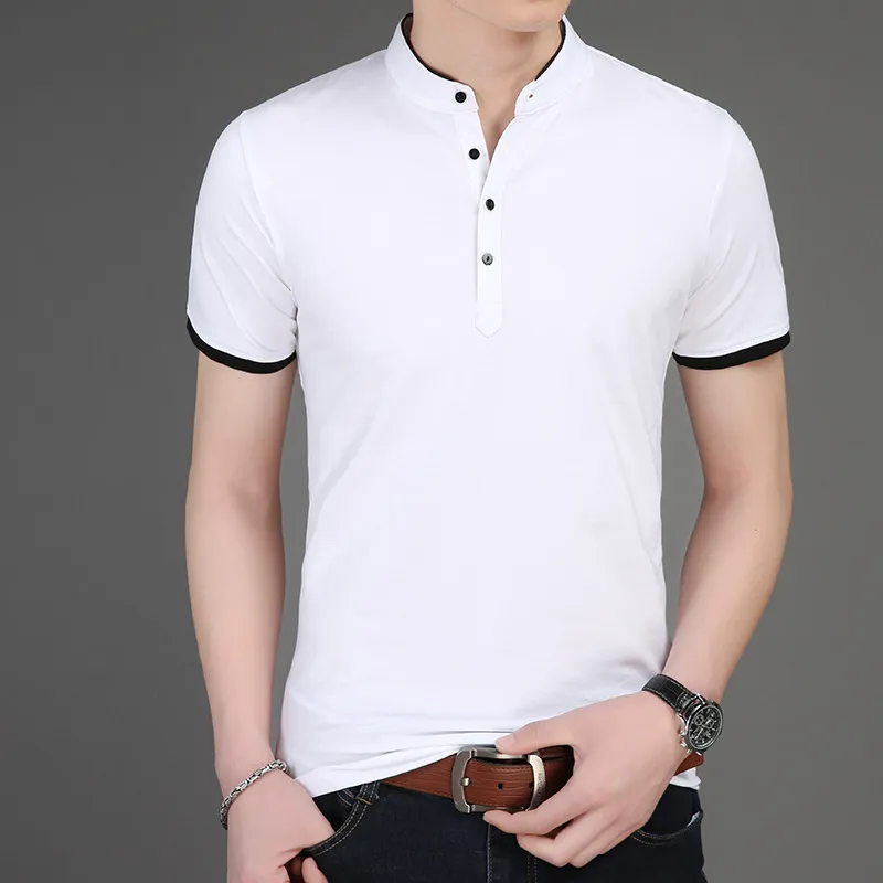 Fashion Simple Stand Collar Short Sleeve T-shirt
