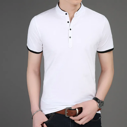 Fashion Simple Stand Collar Short Sleeve T-shirt