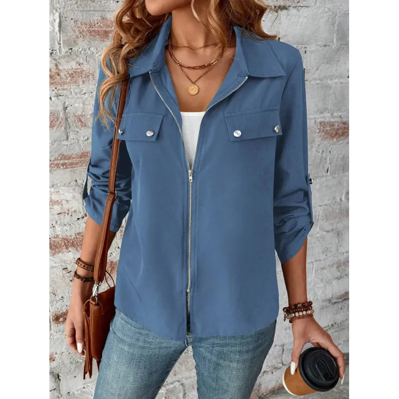 Spring, Autumn And Winter New Lapel Zipper Cardigan Outerwear